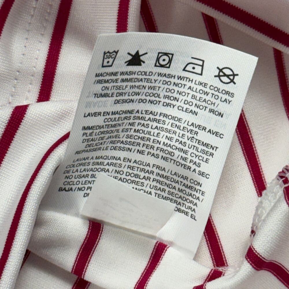 Nike Golf Polo Shirt Standard Fit Dri-Fit white red Striped Stretch Men's Sz L - Picture 11 of 13